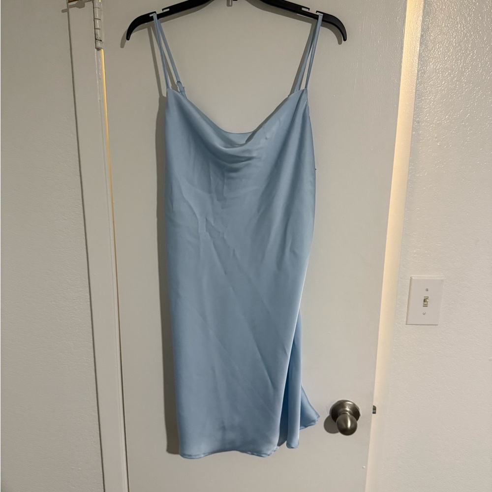 Light Blue Satin Slip Dress